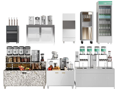 现代奶茶店设备、工作台3d模型 现代奶茶店设备、工作台