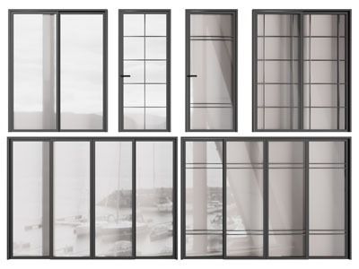 现代玻璃推拉门、平开门