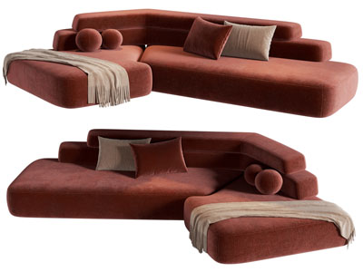 现代块状转角多人沙发