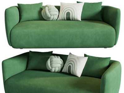 现代绿色多人沙发