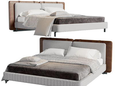 现代布艺双人床
