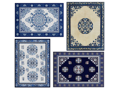 中式花纹图案长方形地毯3d模型 中式花纹图案长方形地毯