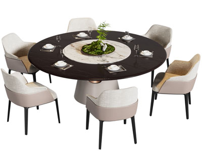 现代圆形餐桌椅组合