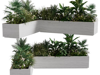 现代转角花坛花草植物景观园艺小品