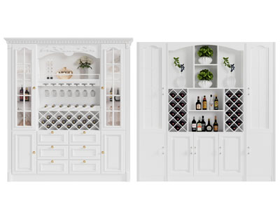 简欧白色酒柜3d模型 简欧白色酒柜