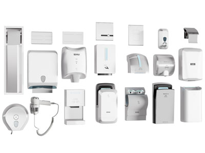 现代公共卫生间干手机、抽纸机