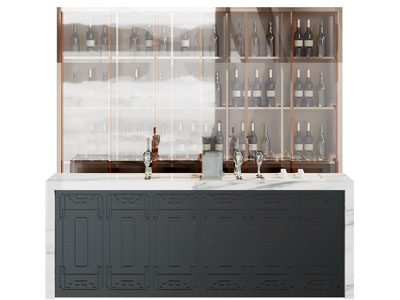 新中式酒柜、吧台3d模型 新中式酒柜、吧台