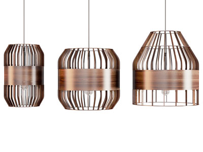 现代木纹理镂空吊灯