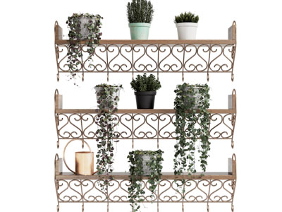 欧式雕花花架盆栽植物