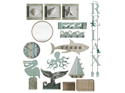 地中海海星、鲸鱼造的墙饰挂件