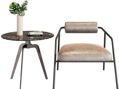 现代休闲椅子、边几