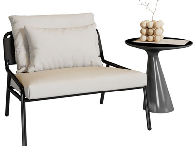 现代休闲椅子、边几