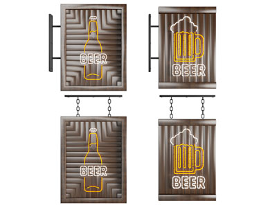 现代啤酒招牌、广告牌3d模型 现代啤酒招牌、广告牌