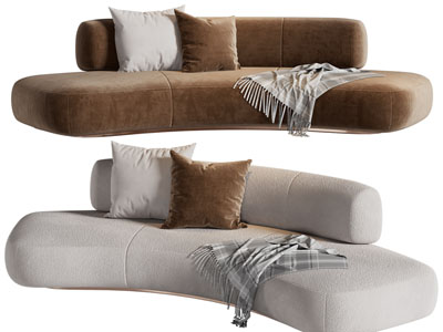 现代弧形多人沙发