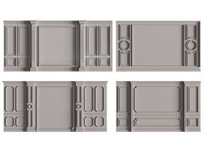 美式背景墙3d模型 美式背景墙