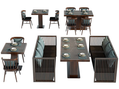 新中式实木餐桌椅组合