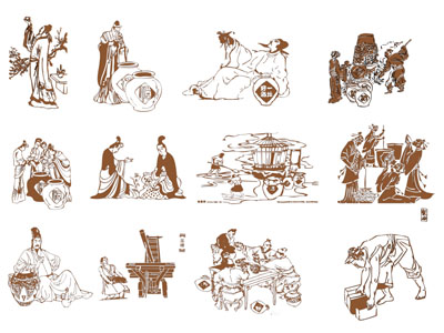 新中式古人墙饰挂件