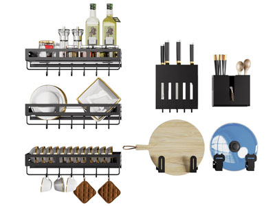现代墙面厨具收纳架