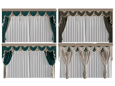 欧式带帘头的窗帘窗纱