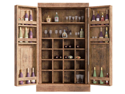 工业风loft复古实木酒柜3d模型 工业风loft复古实木酒柜