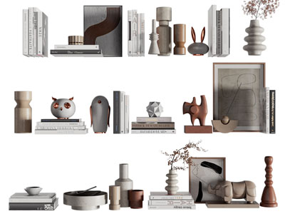 侘寂风书籍、花瓶摆件组合