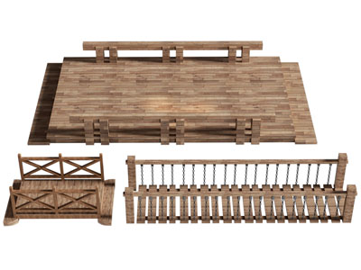 现代木质小桥3d模型 现代木质小桥