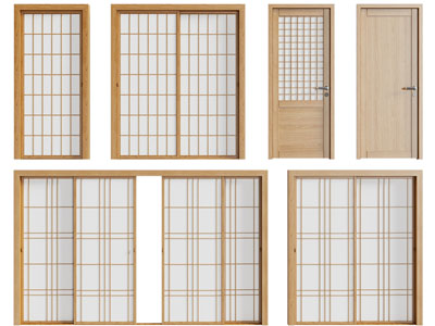 日式实木框架的平开门、推拉门