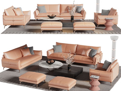 现代双人、单人沙发、茶几组合