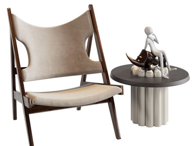 现代休闲椅子、边几