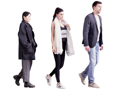 现代走路的女人、男人人物3d模型 现代走路的女人、男人人物