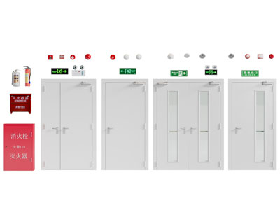 现代消防门、消火栓、灭火器3d模型 现代消防门、消火栓、灭火器