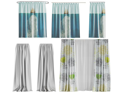 现代布艺窗帘、浴帘