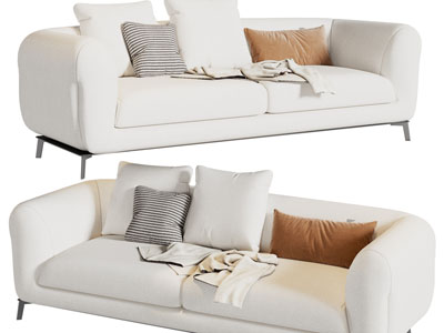 现代布艺双人沙发3d模型 现代布艺双人沙发