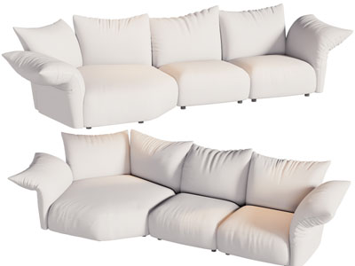 现代布艺多人沙发