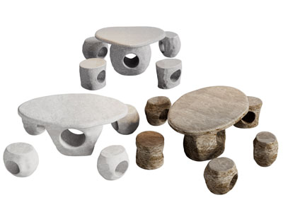 侘寂风石桌石凳组合