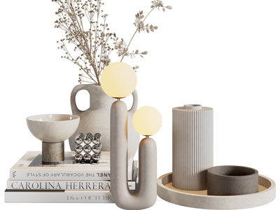 侘寂风花瓶花卉、书籍摆件组合