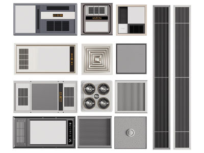现代空调出风口、暖风扇、浴霸3d模型 现代空调出风口、暖风扇、浴霸