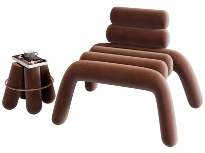 现代休闲椅子、边几