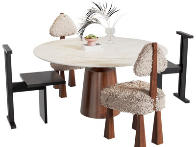 现代圆形餐桌椅组合