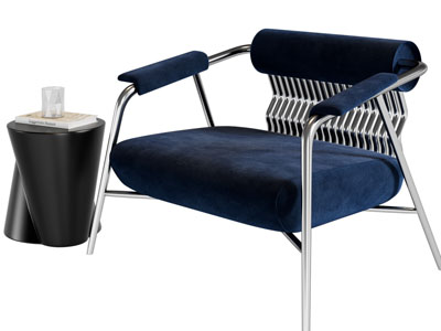 现代休闲椅子、边几