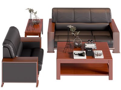 现代办公多人沙发、茶几组合