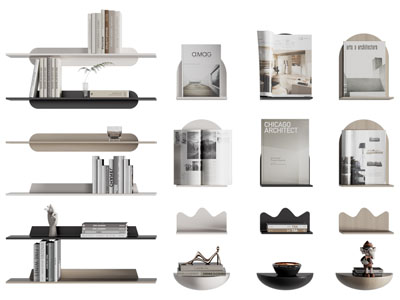 现代墙面置物书架