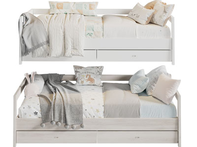 北欧实木带护栏的婴儿床