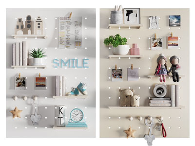 现代墙面洞洞眼装饰板、挂件