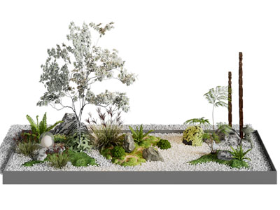 现代花坛植物、石子景观园艺小品