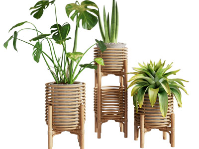 现代编织花架花盆盆栽植物