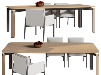 现代长方形餐桌椅组合
