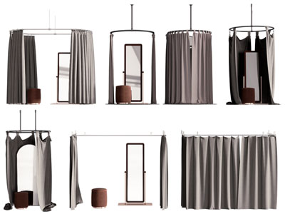 现代布艺拉帘试衣间3d模型 现代布艺拉帘试衣间