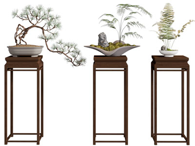 新中式实木花架盆景盆栽