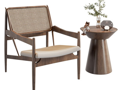 侘寂风休闲椅子、边几